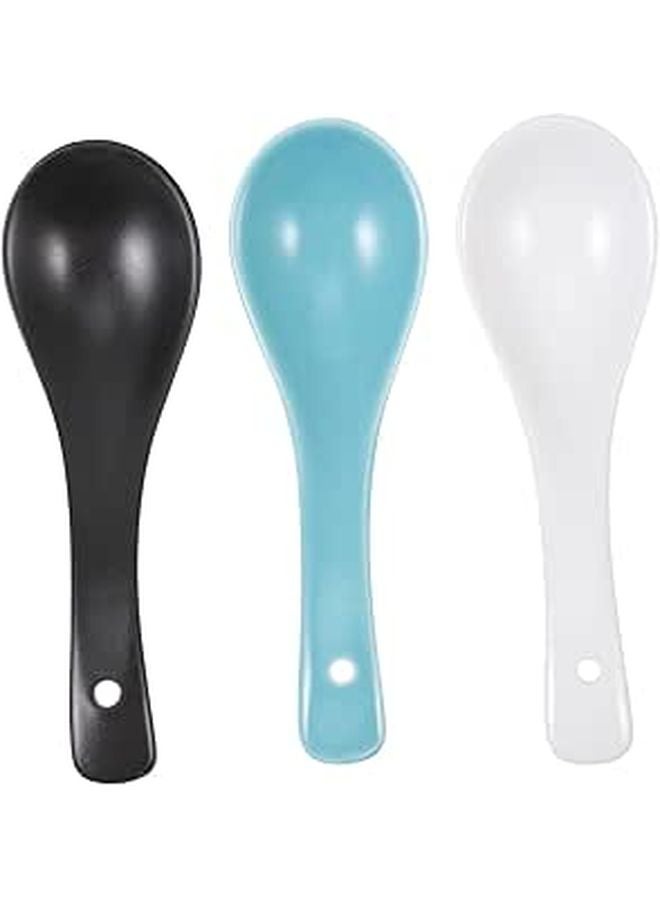 Japanese Style Ceramic Soup Spoons Set of 3 Multipurpose Tableware Easy to Clean - Image 1