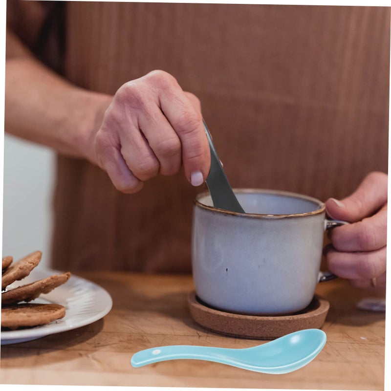 Japanese Style Ceramic Soup Spoons Set of 3 Multipurpose Tableware Easy to Clean - Image 5