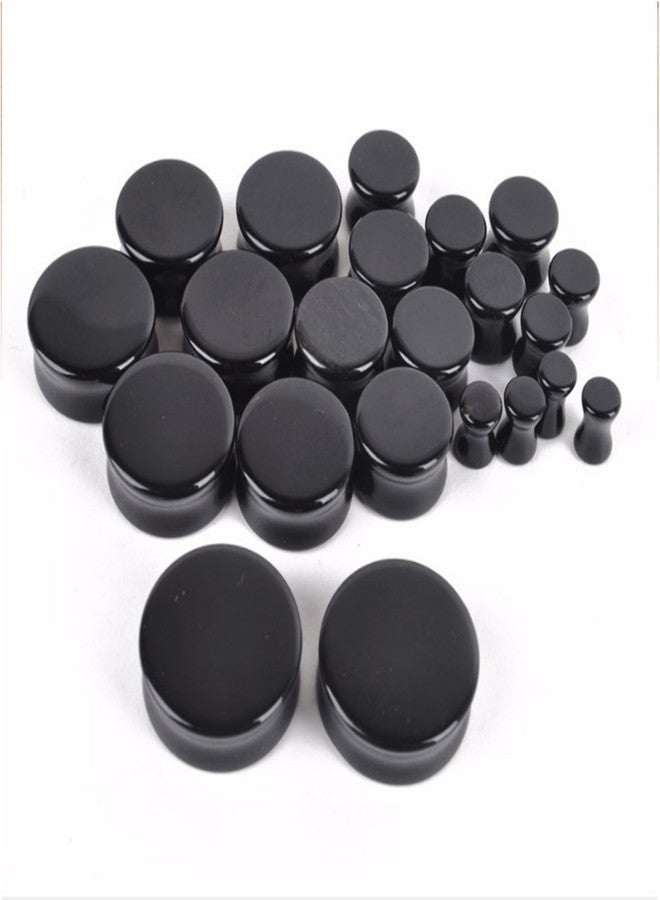 HQLA 1 Pair Natural Obsidian Stone Double Flared Flesh Tunnels Ear Plugs Gauges Stretcher Expander, Stone, - Image 4