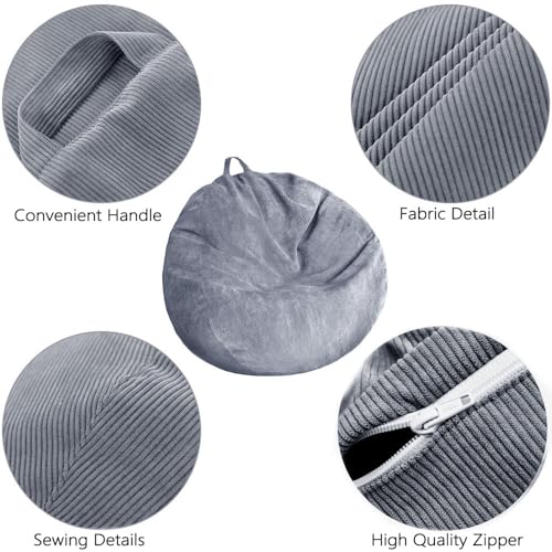 Kisoy Stuffed Animal Storage Bean Bag Chair Cover (No Filler) Washable Ultra Soft Corduroy Bean Bag Cover for Organizing Plush Toys or Textile, Sack Bean Bag for Adults, Teens - Image 5