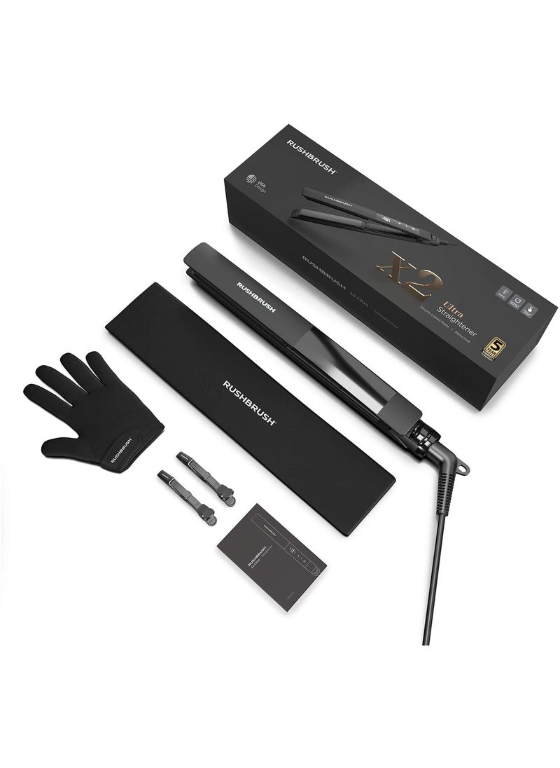Generic - Rush Brush X2 Ultra Hair Straightener with Ionic Technology, up to 240°C, 12 Temperature Levels, Black, Ceramic Easy to use and fast to perform, it will become your favorite tool for a great look every day, all you need is one touch to restore your hair's shine and looks with the utmost efficiency and accomplishment - Ceramic coated plates - LCD touch screen - Temperature reaches 240°C - Rapid heating feature (PTC) - Safety lock to avoid unintended temperature changes - Plate lock switch - Automatic shut-off feature - 360 degree rotating cord - Image 1