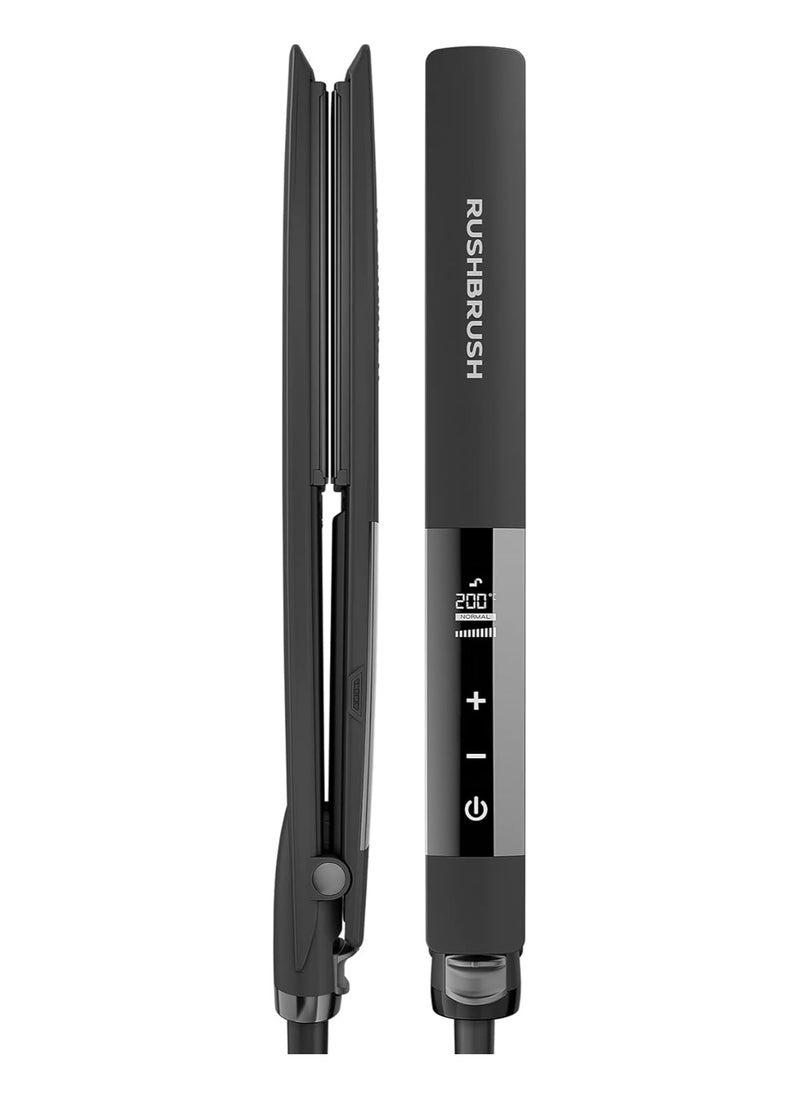 Generic - Rush Brush X2 Ultra Hair Straightener with Ionic Technology, up to 240°C, 12 Temperature Levels, Black, Ceramic Easy to use and fast to perform, it will become your favorite tool for a great look every day, all you need is one touch to restore your hair's shine and looks with the utmost efficiency and accomplishment - Ceramic coated plates - LCD touch screen - Temperature reaches 240°C - Rapid heating feature (PTC) - Safety lock to avoid unintended temperature changes - Plate lock switch - Automatic shut-off feature - 360 degree rotating cord - Image 1