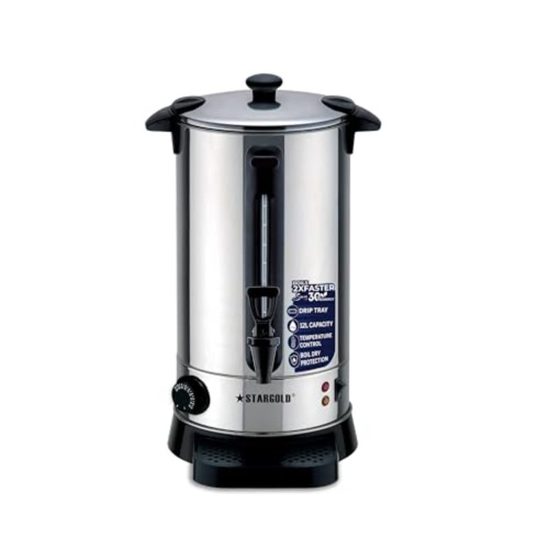 12L Stainless Steel Water Boiler Urn, 1650W Fast Boil Electric Hot Water Dispenser with Temperature Control, Auto Reset Thermostat, Tea and Coffee Maker for Home, Office and Catering, SG-WB12L - Image 1