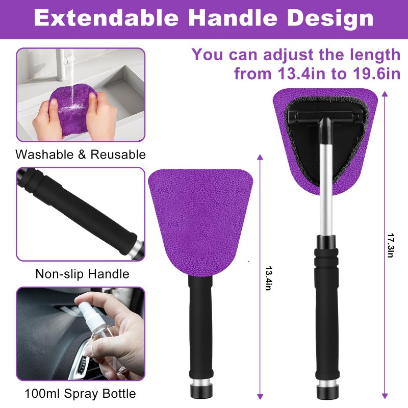 Viewsun Windshield Cleaner Tool, 17Pcs Purple Car Interior Cleaning Kit, Detailing Kit Cleaner, Detailing Brush, Cleaning Gel, Inside Cleaning Supplies Accessories for Trucks, SUVs, RVs Window - Image 3