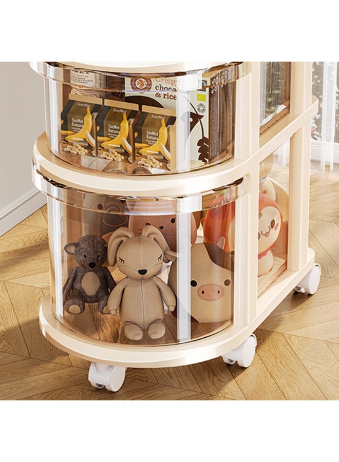 Noon East 3-Tier Shelf with Visible Drawer and Wheels, Multifunctional Storage Organizer Cart for Kitchen Bedroom Living room & Bathroom, 24.2 x 36 x 65.5 cm, Cream - Image 3