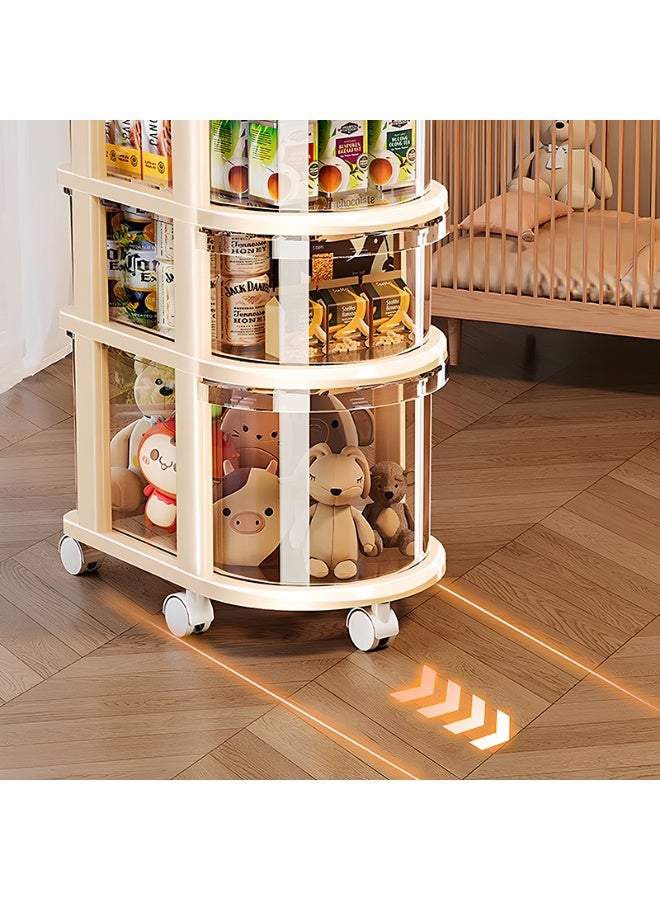 Noon East 3-Tier Shelf with Visible Drawer and Wheels, Multifunctional Storage Organizer Cart for Kitchen Bedroom Living room & Bathroom, 24.2 x 36 x 65.5 cm, Cream - Image 4