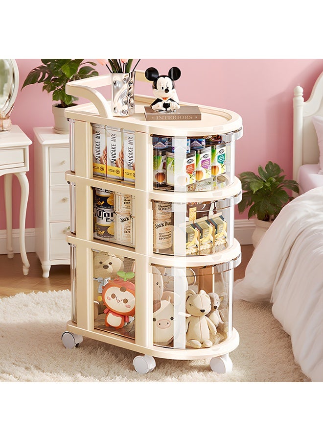 Noon East 3-Tier Shelf with Visible Drawer and Wheels, Multifunctional Storage Organizer Cart for Kitchen Bedroom Living room & Bathroom, 24.2 x 36 x 65.5 cm, Cream - Image 5