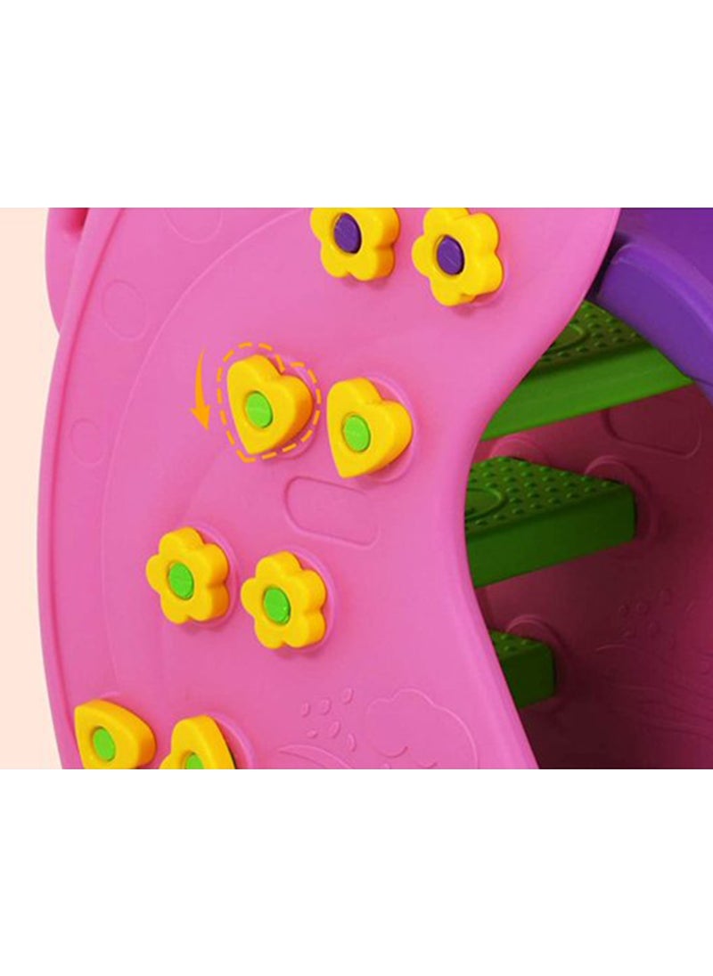 Toddler Slide Kids Freestanding Slide Playset Indoor and Outdoor Baby Playground with Basketball Hoop, Extra Ball, Easy Setup Pink