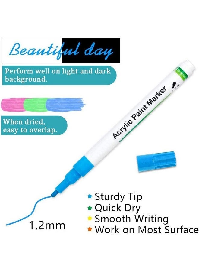 Amitasha 24 Pcs Acrylic Marker Water Color Medium Point Pens For Rock Painting, Ceramic Glass, Wood, Paper, Fabric & Porcelain, Water Resistant Paint Set, Diy Project Perfect for Sketches and Drawing - Image 4