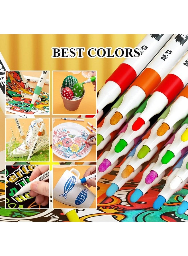 Amitasha 24 Pcs Acrylic Marker Water Color Medium Point Pens For Rock Painting, Ceramic Glass, Wood, Paper, Fabric & Porcelain, Water Resistant Paint Set, Diy Project Perfect for Sketches and Drawing - Image 2