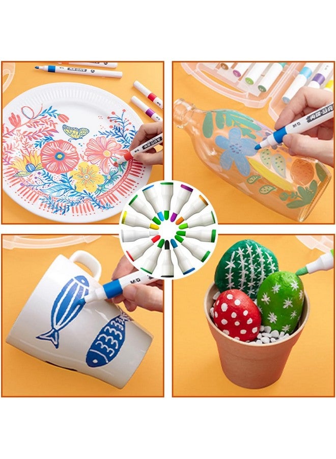 Amitasha 24 Pcs Acrylic Marker Water Color Medium Point Pens For Rock Painting, Ceramic Glass, Wood, Paper, Fabric & Porcelain, Water Resistant Paint Set, Diy Project Perfect for Sketches and Drawing - Image 3
