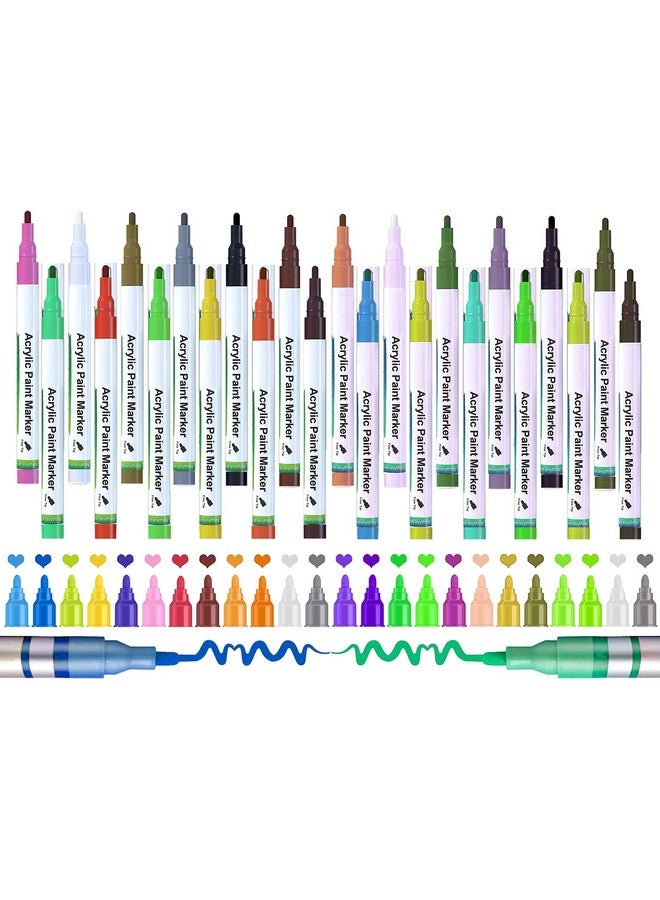 Amitasha 24 Pcs Acrylic Marker Water Color Medium Point Pens For Rock Painting, Ceramic Glass, Wood, Paper, Fabric & Porcelain, Water Resistant Paint Set, Diy Project Perfect for Sketches and Drawing - Image 1