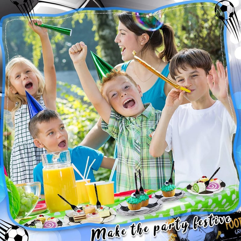 Excefore Soccer Party Decorations Supplies, 96 Pcs Birthday Tableware Set, 7 Inch & 9 Inch Disposable Ball Plates, Paper Napkins, Forks for Sports Themed Birthday Decorations, Serves 24  Guests - Image 4