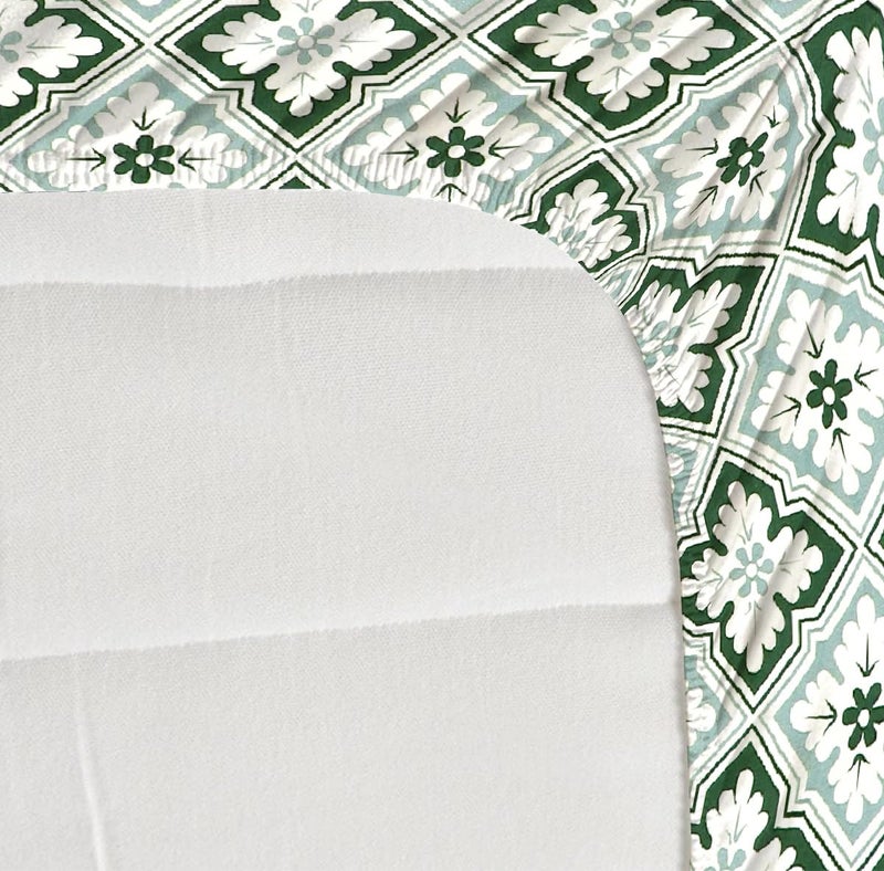 NEW LEAF Premium Cotton 220 TC Elastic Fitted Bedsheets with 2 Pillow Covers | Double/King Bed with All Around Elastic Wrinklefree Supersoft Breathable |Size-78 x72+10 inches | White Green Yellow - Image 2