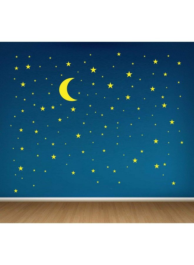 JURUOXIN Moon And Stars Wall Decal Vinyl Sticker For Kids Boy Girls Baby Room Decoration Good Night Nursery Wall Decor Home House Bedroom Design Pack Of 178Pcs (Yellow) - Image 2