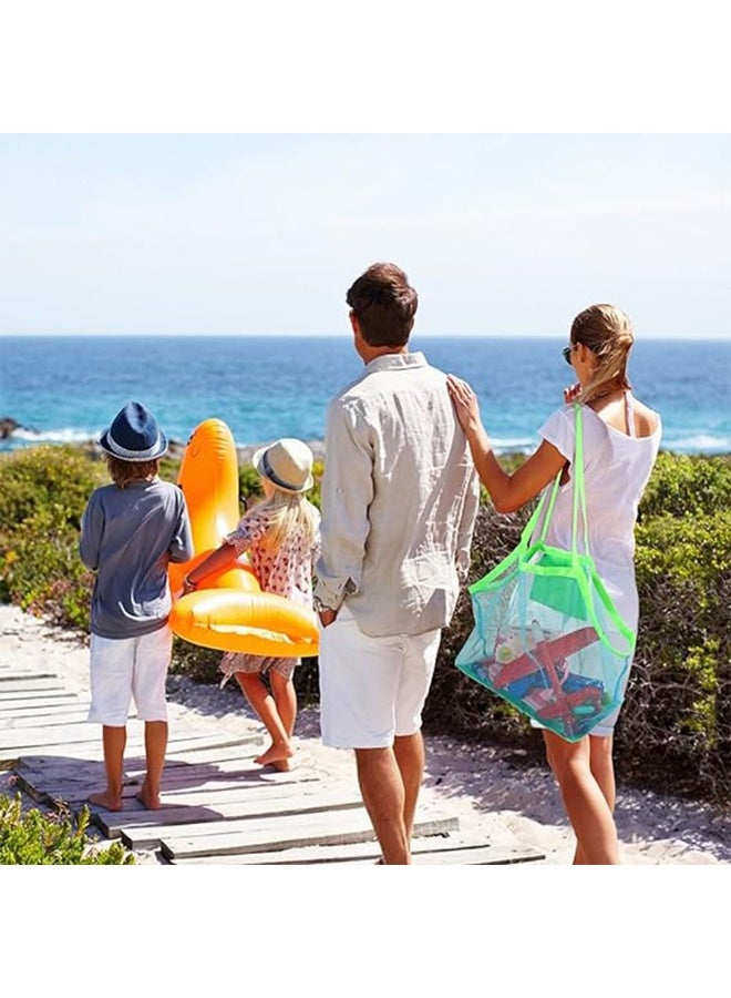 JZS Mesh Beach Bag, Extra Large Beach Bags and Totes Tote Backpack Toys Towels Sand Away For Children' Toys Market Grocery Picnic Tote(Pink+Green) - Image 5