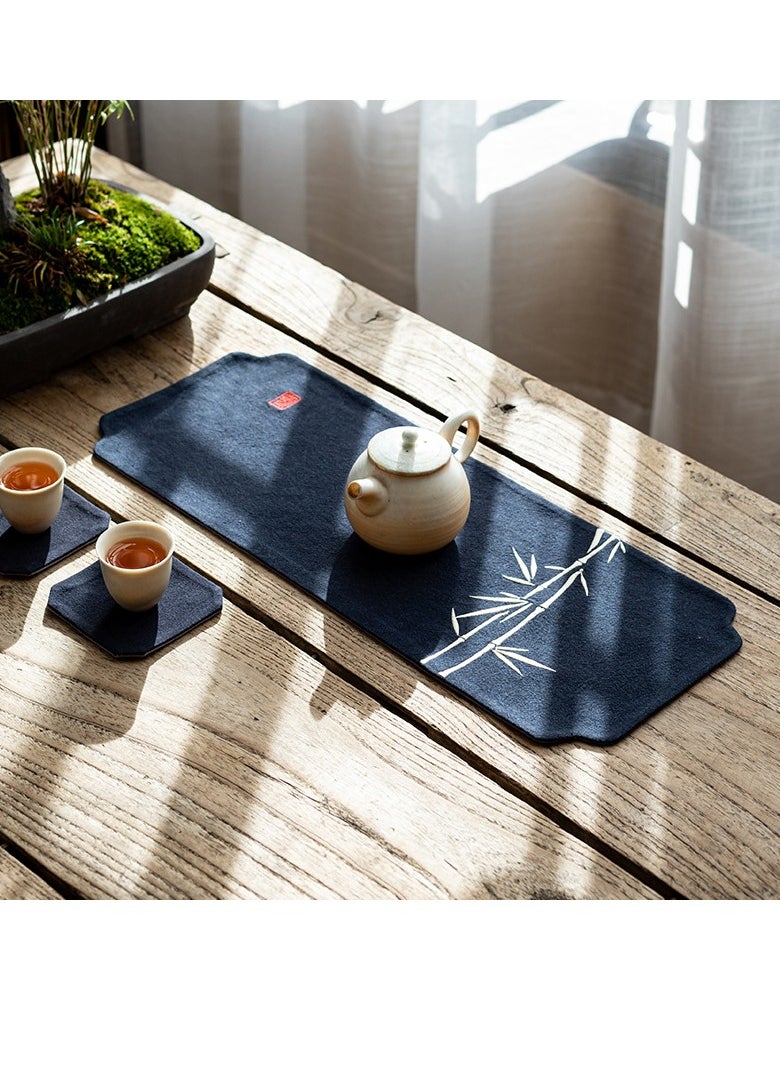 Y&D - Chinese Style Cotton Linen Retro Water Absorbing Double Layer Thickened Tea Curtain Fabric Embroidered Tea Tea Curtain Fabric Art Tea Curtain - Image 1