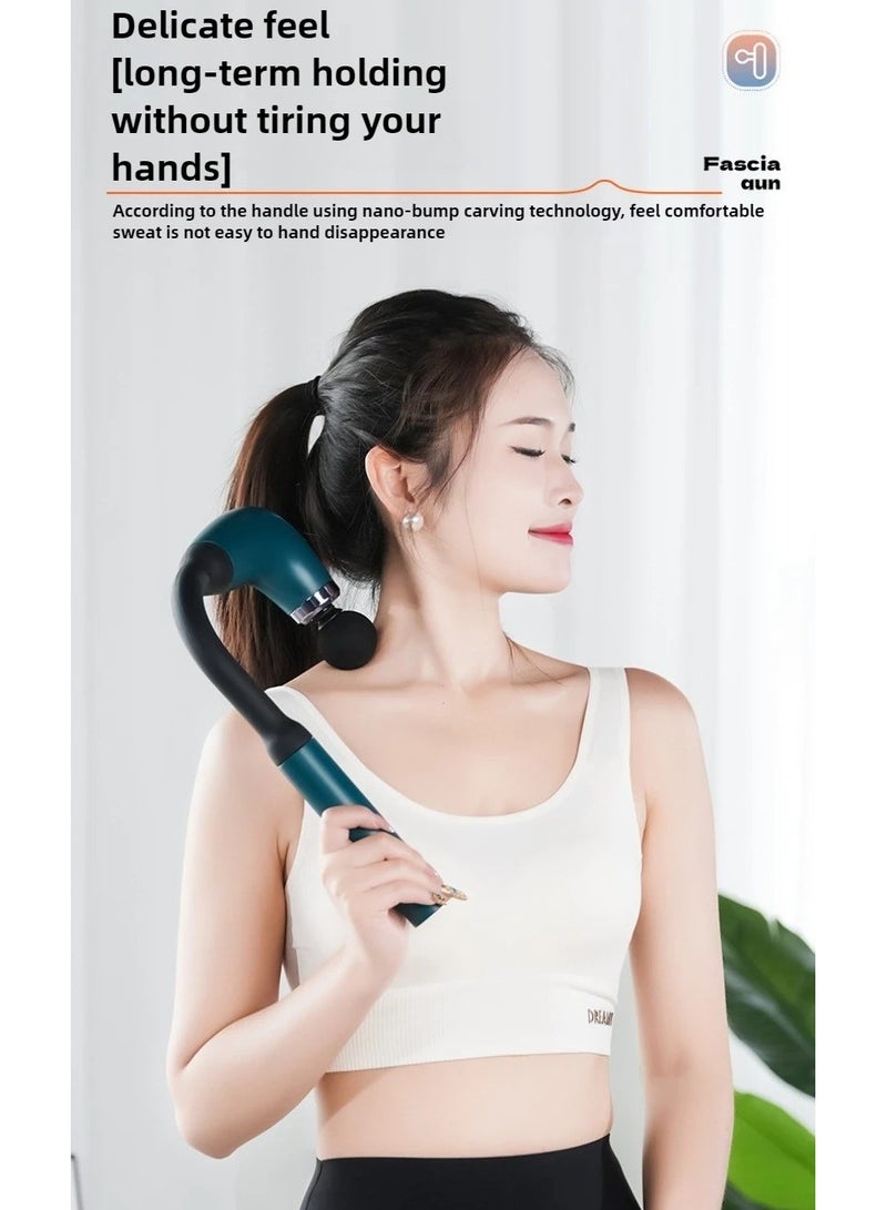 Maxtop Massage Hammer, 9-Speed Deep Tissue Percussion Massager with 4 Replaceable Heads, Long Handle Handheld Neck & Back Massager, Rechargeable Quiet Electric Fascia Gun for Full Body Muscle Relief Green - Image 4