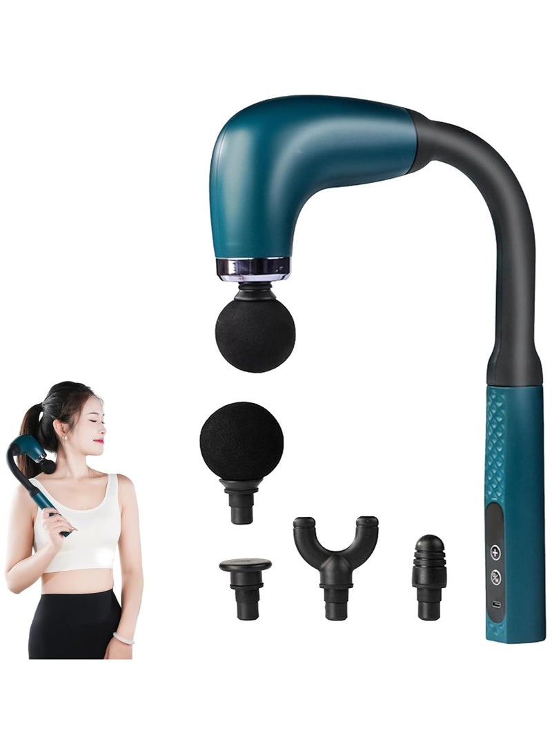 Maxtop Massage Hammer, 9-Speed Deep Tissue Percussion Massager with 4 Replaceable Heads, Long Handle Handheld Neck & Back Massager, Rechargeable Quiet Electric Fascia Gun for Full Body Muscle Relief Green - Image 1