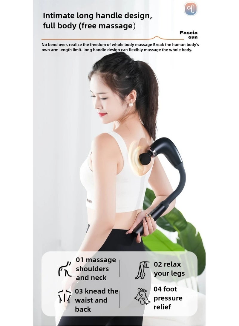 Maxtop Massage Hammer, 9-Speed Deep Tissue Percussion Massager with 4 Replaceable Heads, Long Handle Handheld Neck & Back Massager, Rechargeable Quiet Electric Fascia Gun for Full Body Muscle Relief Green - Image 2