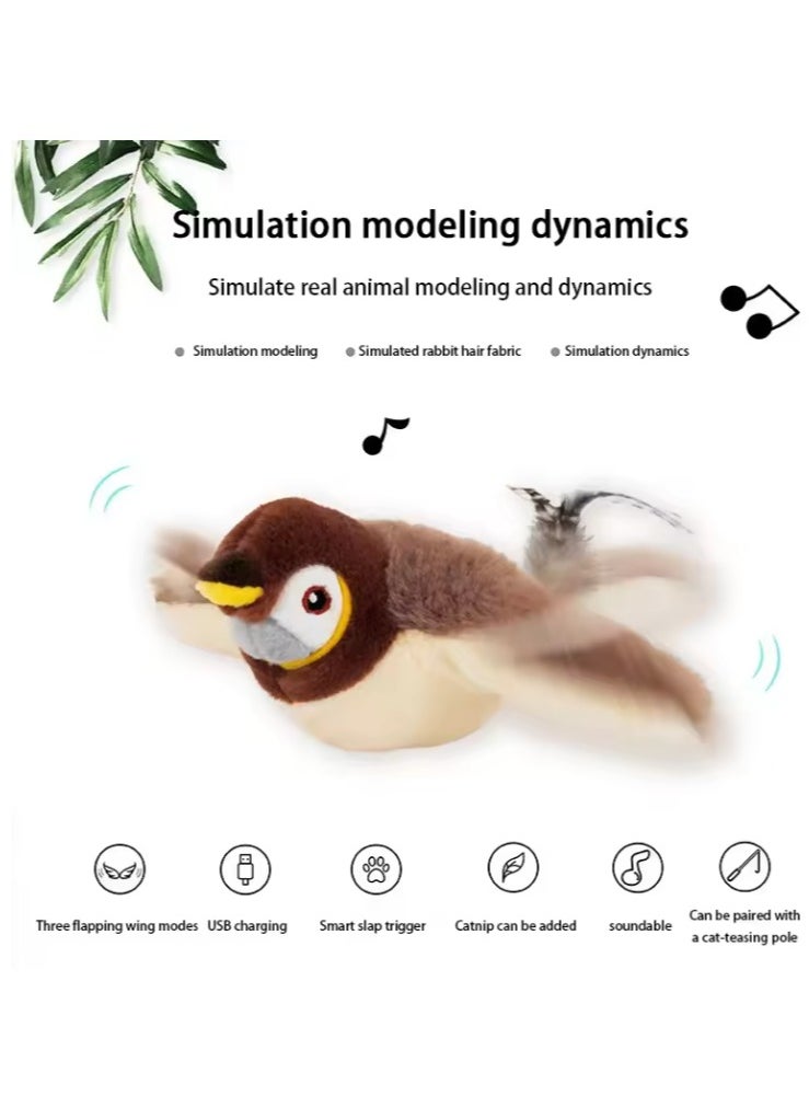 null - Electric Interactive Cat Toy Flapping Bird with Catnip Rechargeable Simulation Bird Cat Toys Touch Activated Fluffy Plush Toys for Cats - Image 1