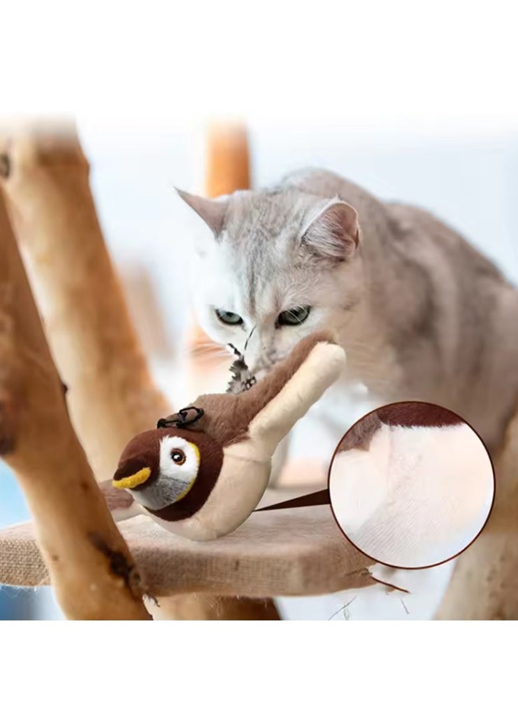 null - Electric Interactive Cat Toy Flapping Bird with Catnip Rechargeable Simulation Bird Cat Toys Touch Activated Fluffy Plush Toys for Cats - Image 1