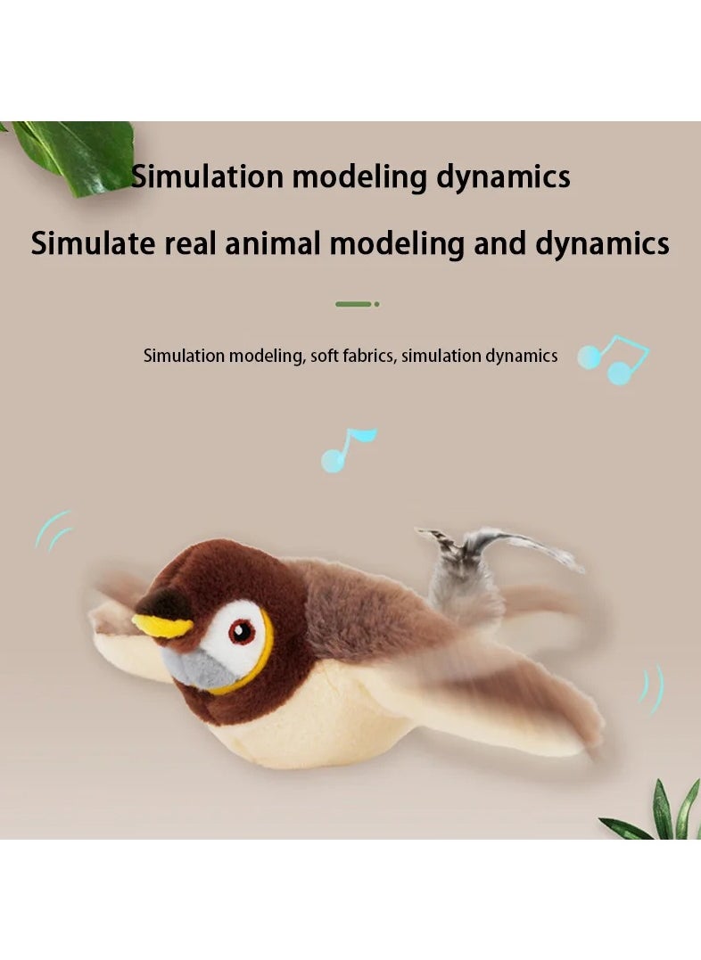 null - Electric Interactive Cat Toy Flapping Bird with Catnip Rechargeable Simulation Bird Cat Toys Touch Activated Fluffy Plush Toys for Cats - Image 1