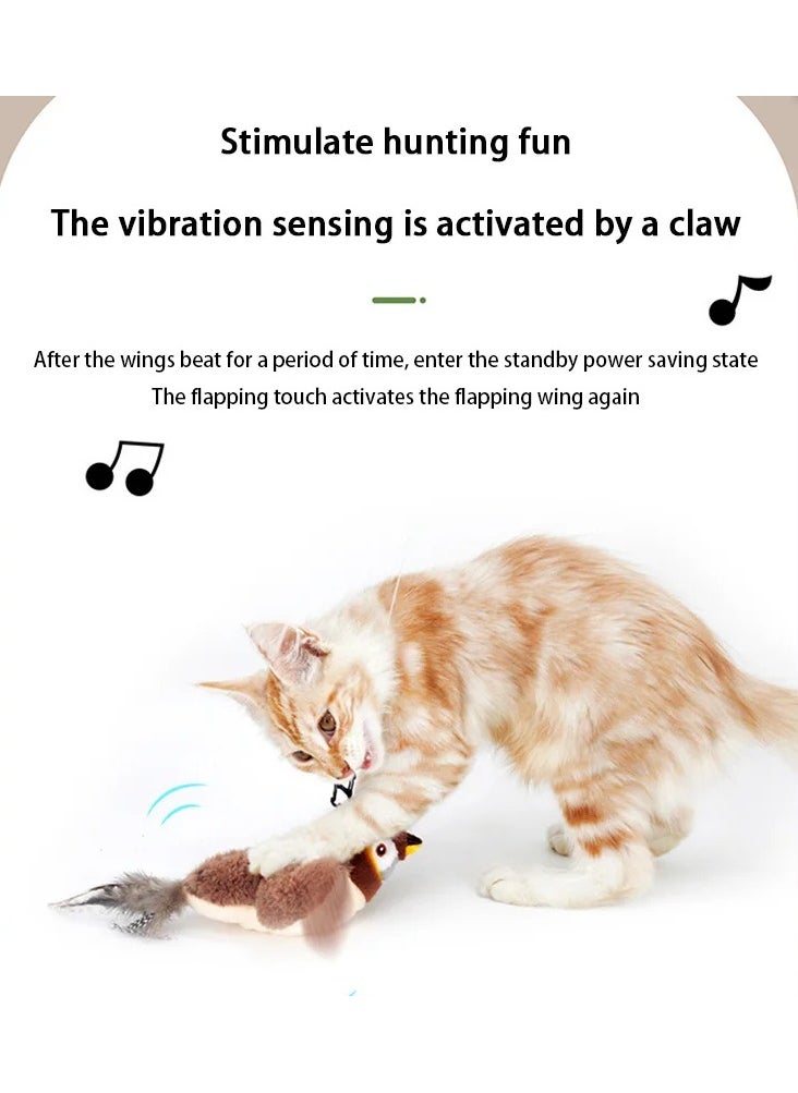 null - Electric Interactive Cat Toy Flapping Bird with Catnip Rechargeable Simulation Bird Cat Toys Touch Activated Fluffy Plush Toys for Cats - Image 1