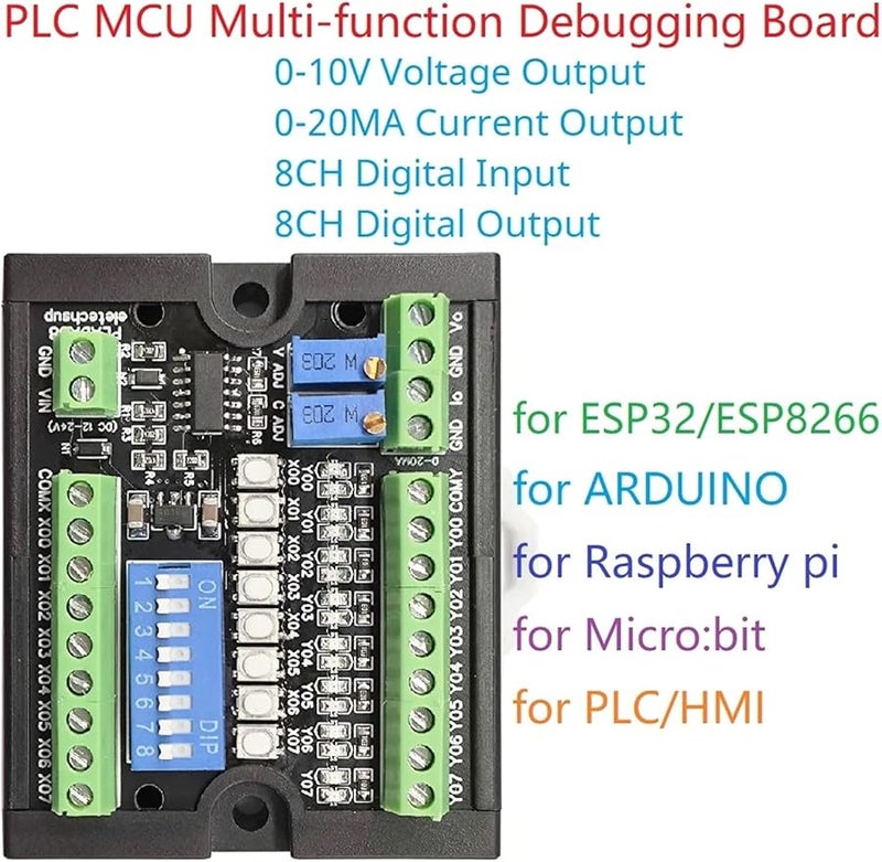 MCU PLC Simulation Debug Board With 0 10V 4 20MA Output ADC DAC Tester NPN PNP DI DO Module For Arduino ESP32 Raspberry Pi Micro Bit Only Board - Image 5