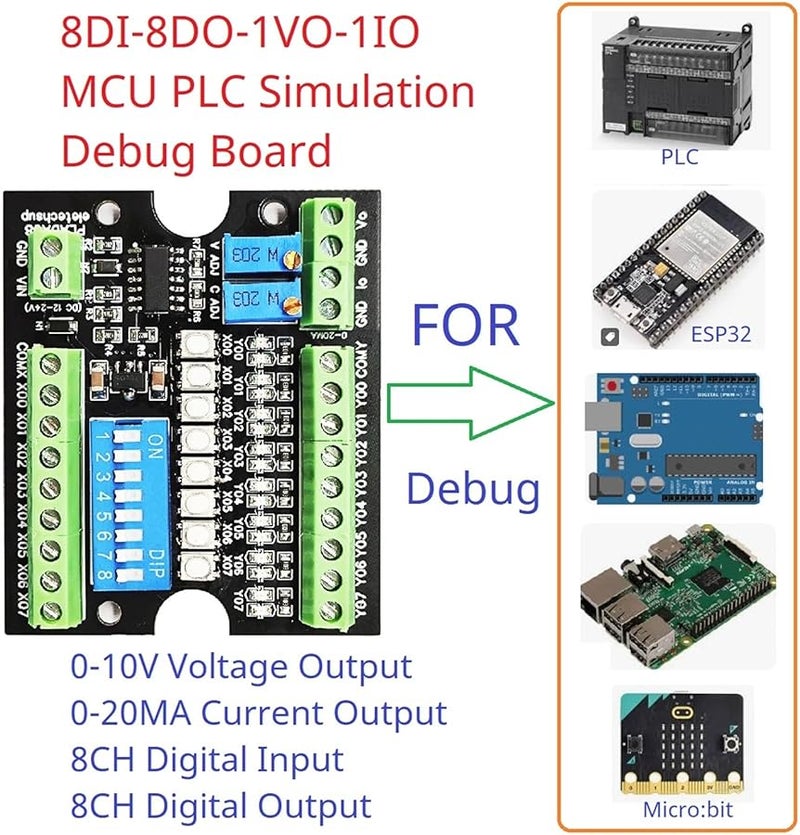 MCU PLC Simulation Debug Board With 0 10V 4 20MA Output ADC DAC Tester NPN PNP DI DO Module For Arduino ESP32 Raspberry Pi Micro Bit Only Board - Image 4