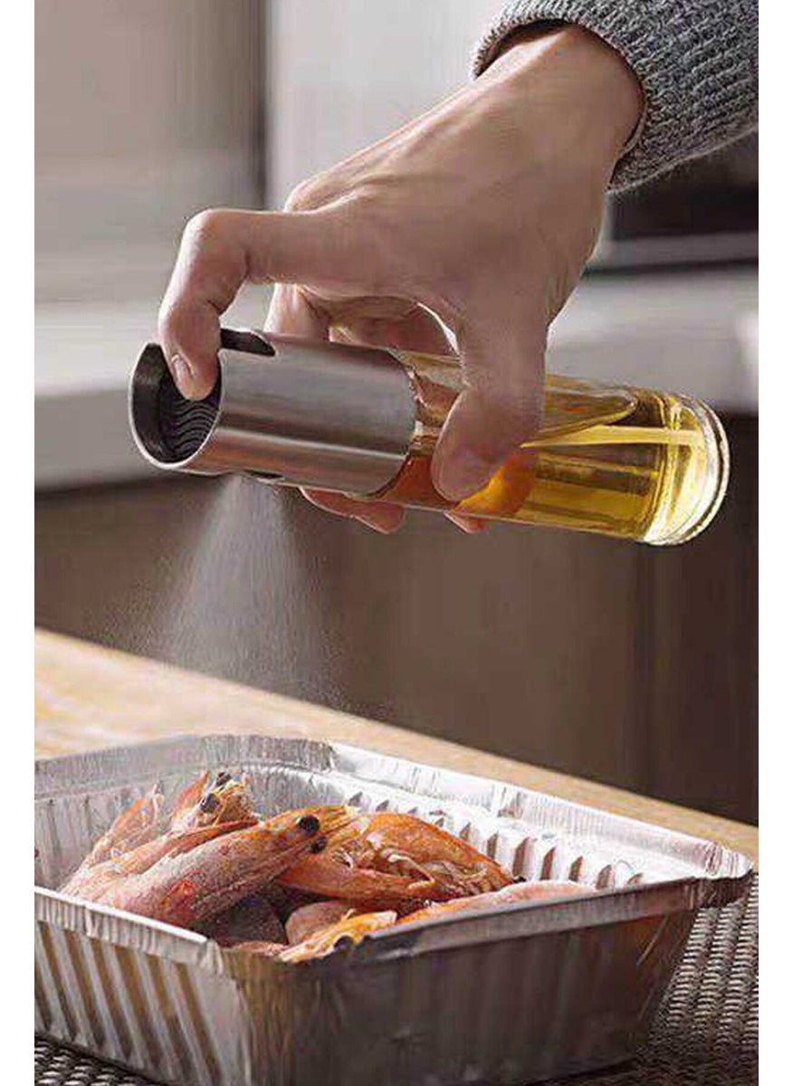 Markafox Oil Spray Bottle Glass Stainless Steel Pot Leak-Proof Practical Decorative Oil Pot  - Image 2
