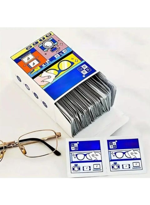 Pre-Moistened Lens and Screen Cleaning Wipes, 100pcs - Ideal for Eyeglasses, Smartphones, Tablets, Computers and Camera Lenses