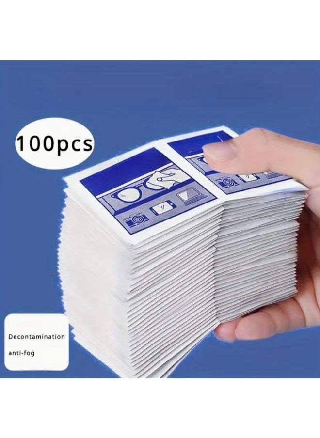 Pre-Moistened Lens and Screen Cleaning Wipes, 100pcs - Ideal for Eyeglasses, Smartphones, Tablets, Computers and Camera Lenses