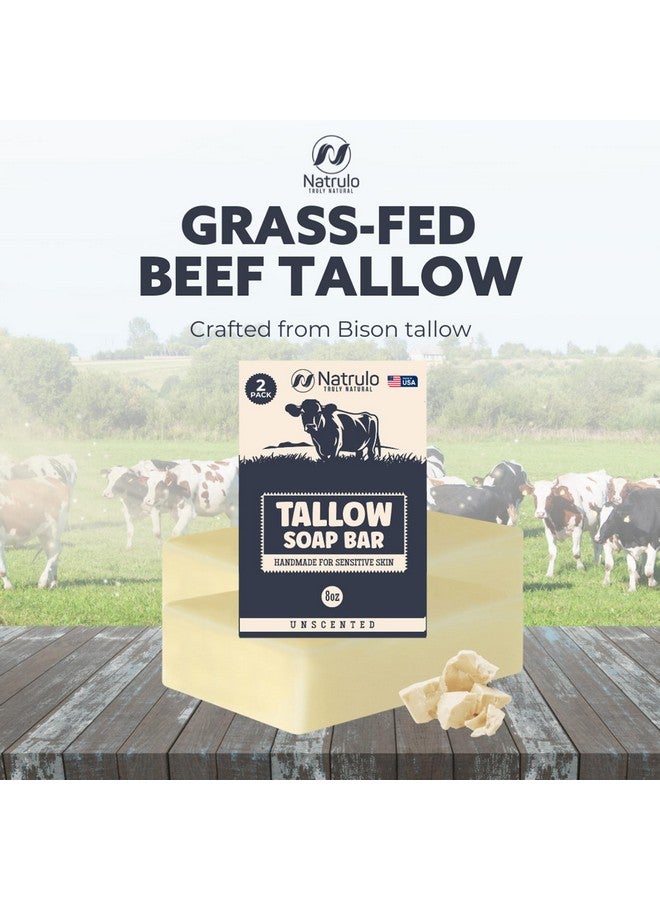 Natrulo Beef Tallow Soap Bar - All Natural Grass Fed Tallow Soap Unscented - Moisturizing Face & Body Wash Great for Eczema, Dry, Itchy, Sensitive Skin - Handcrafted Bath Soap for Adults, Kids, Made in USA - Image 2