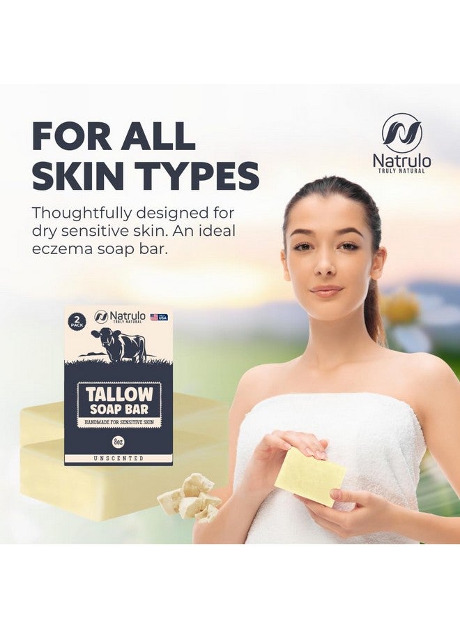 Natrulo Beef Tallow Soap Bar - All Natural Grass Fed Tallow Soap Unscented - Moisturizing Face & Body Wash Great for Eczema, Dry, Itchy, Sensitive Skin - Handcrafted Bath Soap for Adults, Kids, Made in USA - Image 4