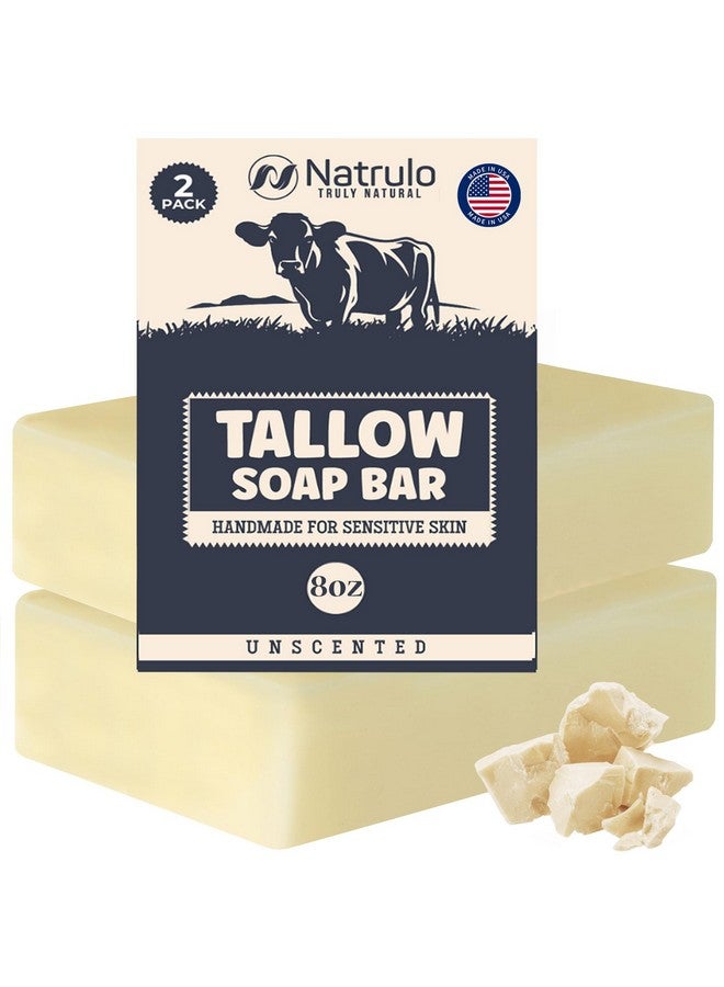 Natrulo Beef Tallow Soap Bar - All Natural Grass Fed Tallow Soap Unscented - Moisturizing Face & Body Wash Great for Eczema, Dry, Itchy, Sensitive Skin - Handcrafted Bath Soap for Adults, Kids, Made in USA - Image 1