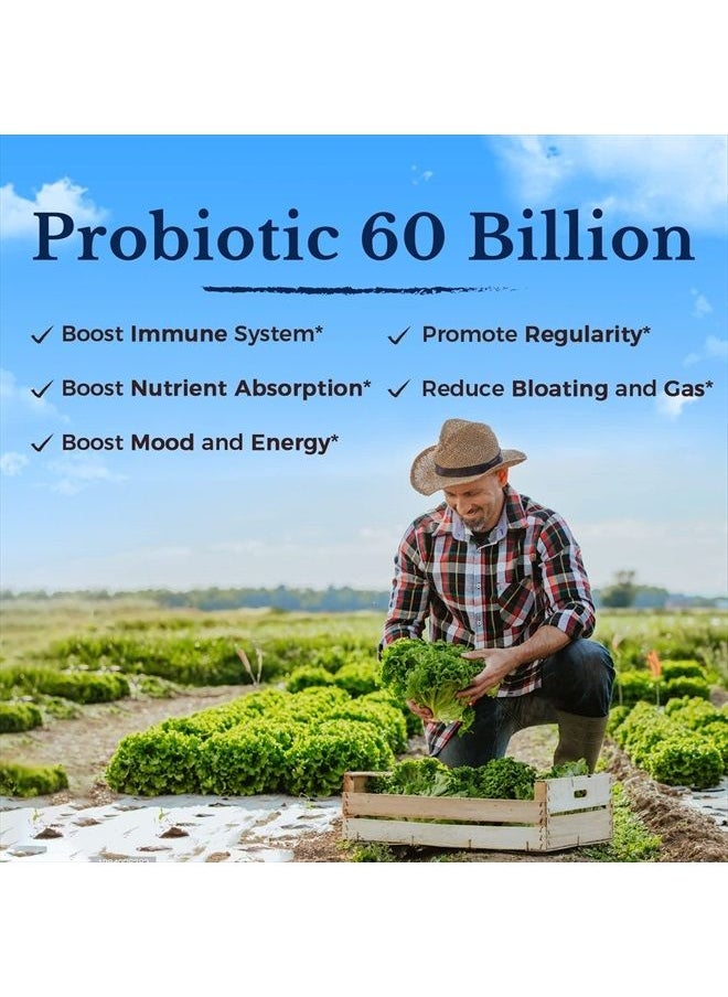 Vitalitown Probiotics + Prebiotics | 60 Billion CFUs 19 Strains | 60 Delayed Release Veg Caps | Shelf Stable, Stomach Acid & Bile Resistant | Digestive & Immune Support | Vegan, Non-GMO, No Dairy  - Image 5