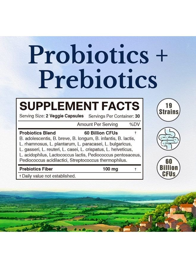 Vitalitown Probiotics + Prebiotics | 60 Billion CFUs 19 Strains | 60 Delayed Release Veg Caps | Shelf Stable, Stomach Acid & Bile Resistant | Digestive & Immune Support | Vegan, Non-GMO, No Dairy  - Image 2