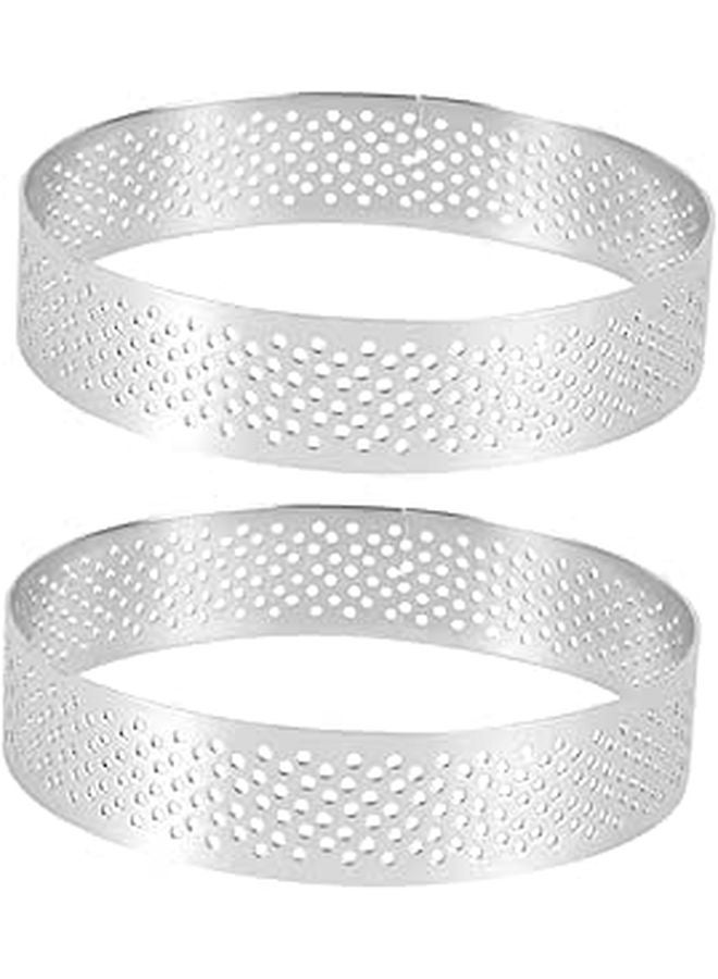 Stainless Steel Cake Rings 2pcs Round Baking Molds For Tarts Mousse - Image 1