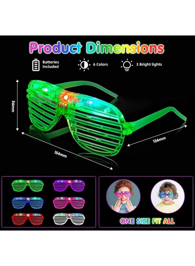 6-Pack LED Luminous Shutter Shade Glasses with 3 Glow Modes for Party, Birthday, and Wedding Supplies - Image 4