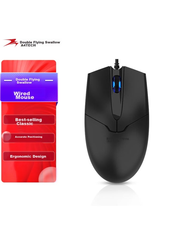 A4TECH A4tech Op-550nu Wired Mouse, Laptop And Desktop Computer Office Home Portable Mouse, Usb Interface, Black  - Image 1