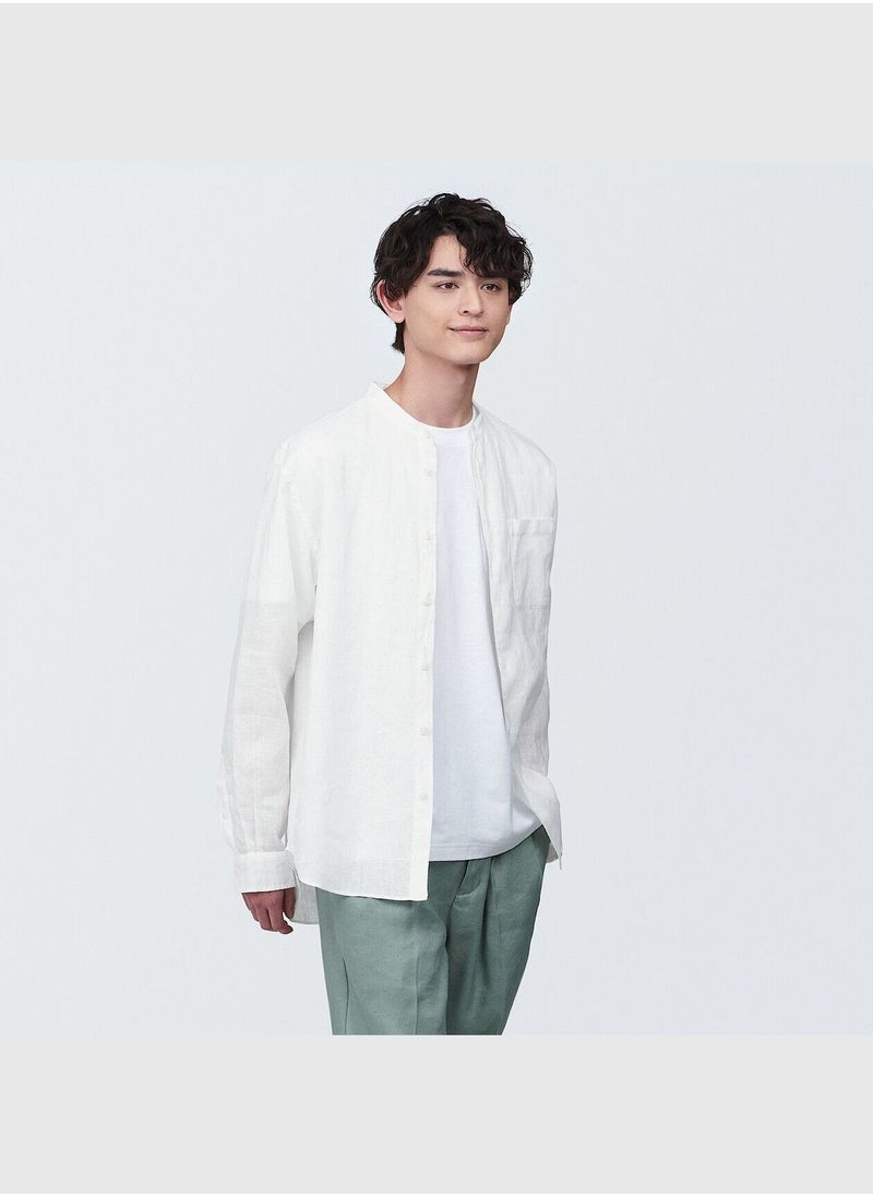 MUJI Linen Washed Stand Collar Long Sleeve Shirt  - Image 2