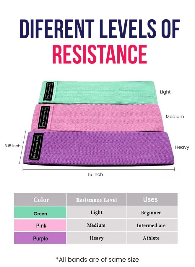 BRANDSFINITY Fabric Resistance Bands Set - 3 Pieces for Comfortable and Effective Full-Body Workouts  - Image 3