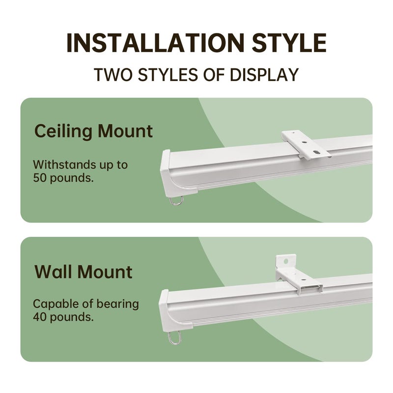 MaKefeile Ceiling Curtain Tracks 12FT,Curtain Track Wall Mount,Ceiling Mounted Sliding Door Curtains Rails Outdoor Extra Long Curtains Rod Room Divider Track for Living Bedroom with Hooks,White - Image 4