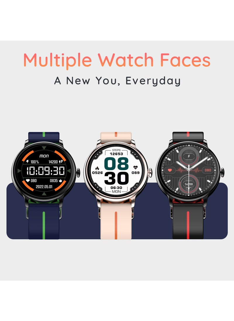 Pebble - Pebble 1.43" ( 3.63 cm) Amoled Tru Bazel-Less 700 nits Display, BT Calling Smartwatch, Always On, Health Suite, Metal Alloy, Multi Spots mode, unisex design, smart calculator, Alarm & Notifcation - Black Red - Image 1