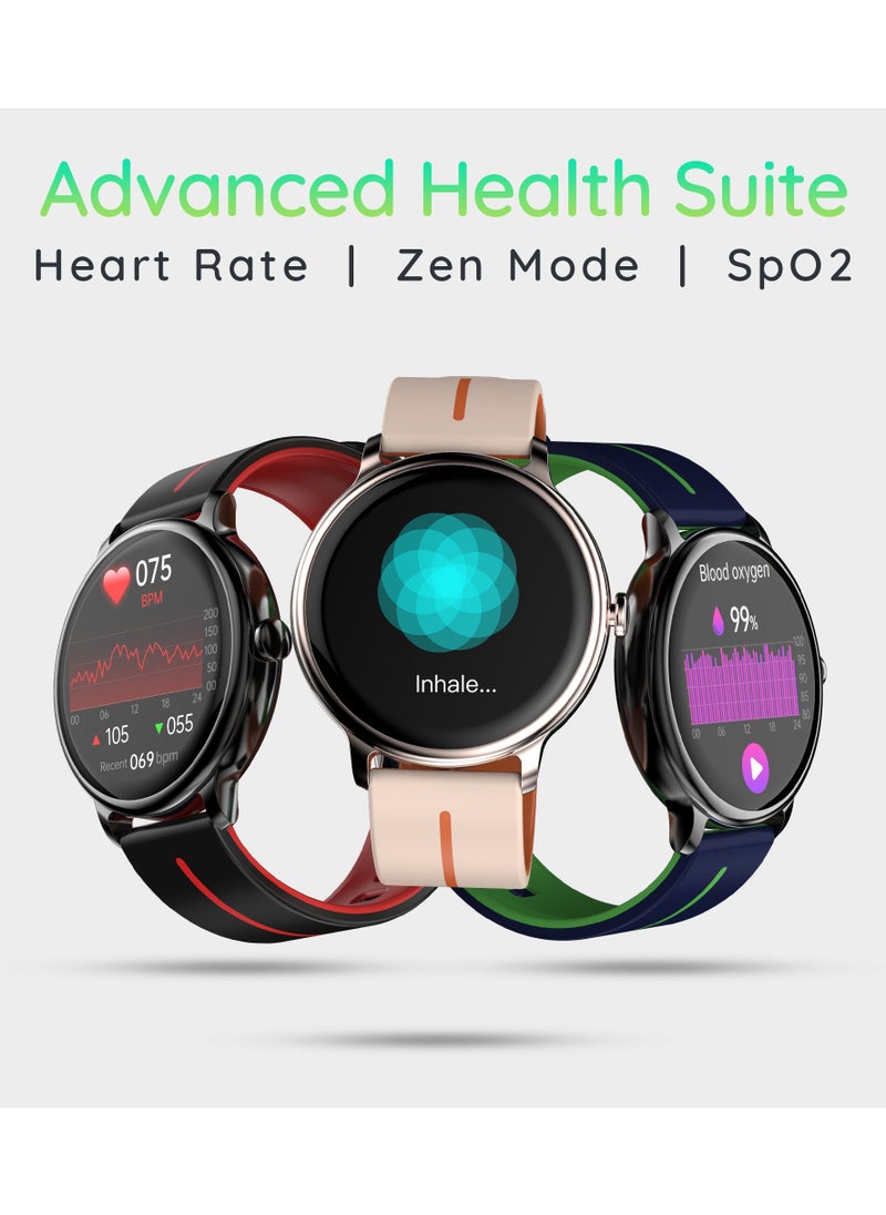 Pebble - Pebble 1.43" ( 3.63 cm) Amoled Tru Bazel-Less 700 nits Display, BT Calling Smartwatch, Always On, Health Suite, Metal Alloy, Multi Spots mode, unisex design, smart calculator, Alarm & Notifcation - Black Red - Image 1