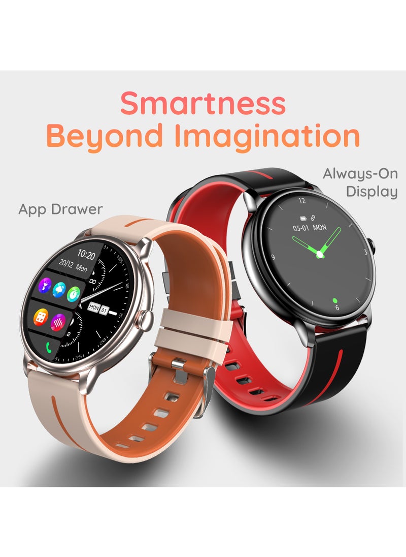 Pebble - Pebble 1.43" ( 3.63 cm) Amoled Tru Bazel-Less 700 nits Display, BT Calling Smartwatch, Always On, Health Suite, Metal Alloy, Multi Spots mode, unisex design, smart calculator, Alarm & Notifcation - Black Red - Image 1