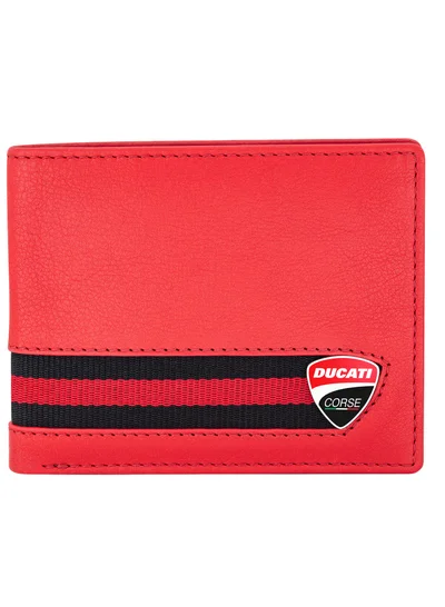 دوكاتي كورس Firenze Men's Genuine Leather Wallet أحمر