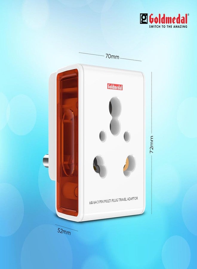 GOLD MEDAL Goldmedal 16A i-Link 3 Pin Plug Universal Travel Adaptor - White | for Home,Office,Travel | Compact & Reliable | (Pack of 1) - Image 3