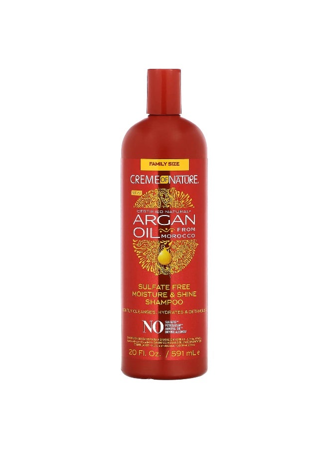 Creme of Nature Creme Of Nature, Certified Natural Argan Oil From Morocco, Sulfate Free Moisture & Shine Shampoo, 20 fl oz (591 ml) - Image 1